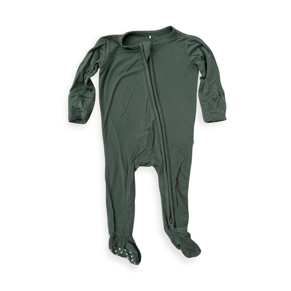 Posh Peanut Forest Green Bamboo 2-Way Zip Footie - Newborn NB